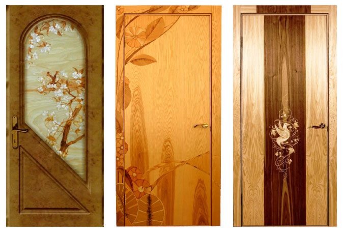 Двери, декорированные деревянной мозаикой маркетри