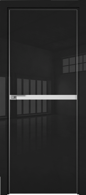 Фото -   Межкомнатная дверь 111LK, черный глянец, кромка матовая   | фото в интерьере