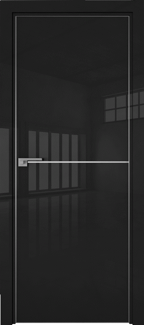 Фото -   Межкомнатная дверь 112LK, черный глянец, кромка матовая   | фото в интерьере