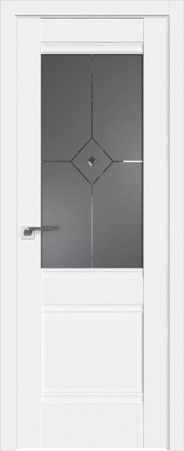 Фото -   Межкомнатная дверь 2U, аляска стекло фьюзинг графит   | фото в интерьере