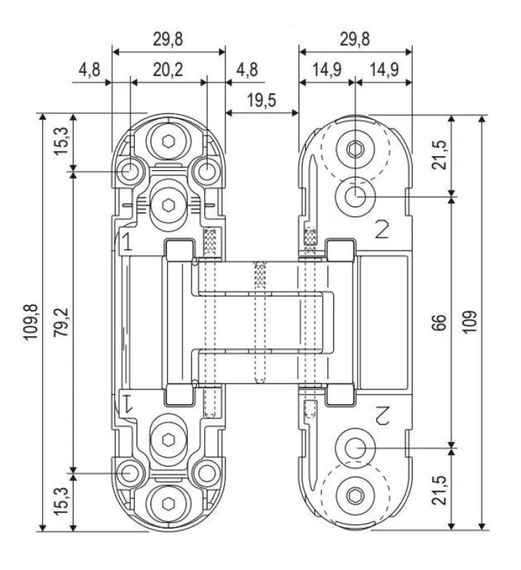 Петля скрытая Morelli с 3-D регулировкой HH-24 SC Матовый хром (2.0)