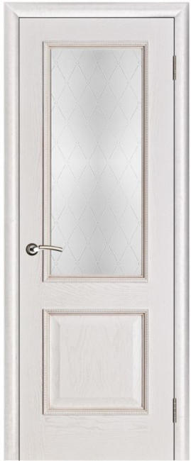 Фото -   Межкомнатная дверь "Шервуд", стекло "Классик", белая патина   | фото в интерьере