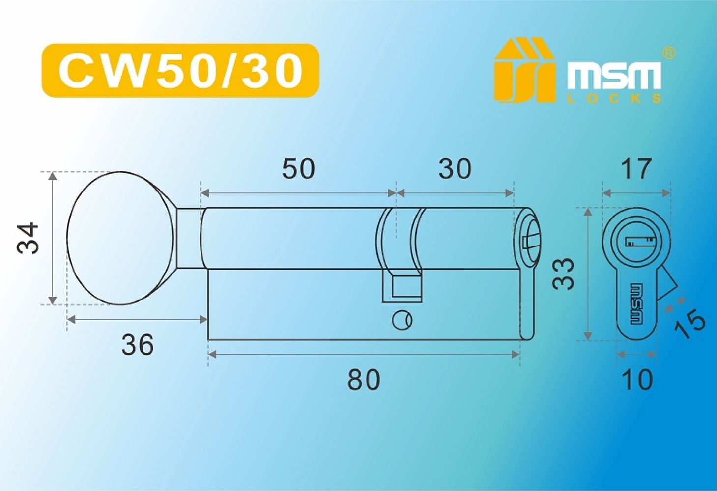 Цилиндровый механизм, латунь Перфорированный ключ-вертушка CW50/30, Матовый никель (SN) Цилиндровый механизм, латунь Перфорированный ключ-вертушка CW50/30, Матовый никель (SN)