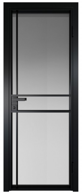 Фото -   Межкомнатная дверь AG-9, черная матовая, стекло закаленное 6 мм   | фото в интерьере