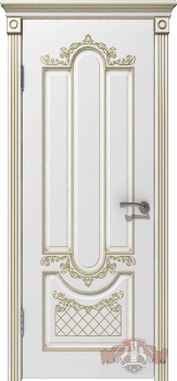 Межкомнатная дверь "Александрия", пг, белая, патина золото