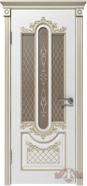 Фото -   Межкомнатная дверь "Александрия", по, белая, патина золото   | фото в интерьере