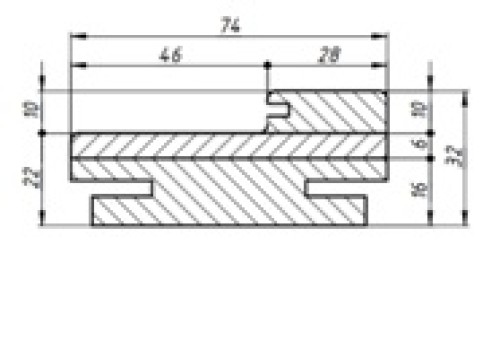 Стойка коробки "Т" 74x32x2440 мм с уплотнителем, эмаль