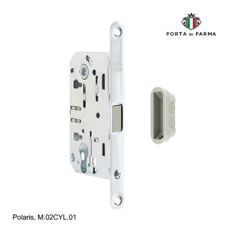 Замок врезной магнитный под цилиндр PORTA DI PARMA Polaris Полированный хром M.02CYL.01
