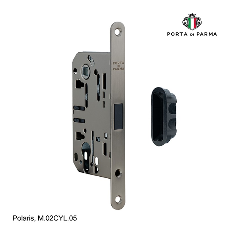 Замок врезной магнитный под цилиндр PORTA DI PARMA Polaris Матовый графит M.02CYL.05