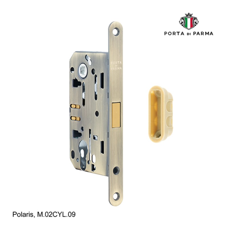 Замок врезной магнитный под цилиндр PORTA DI PARMA Polaris Матовая бронза M.02CYL.09