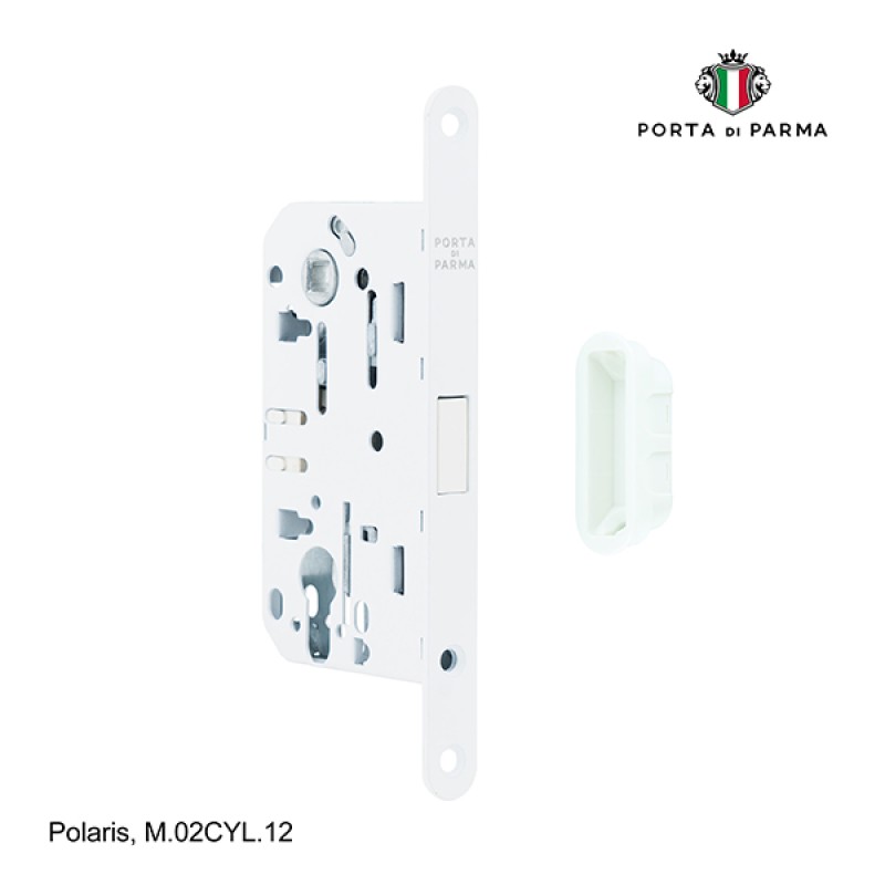 Замок врезной магнитный под цилиндр PORTA DI PARMA Polaris Белый M.02CYL.12