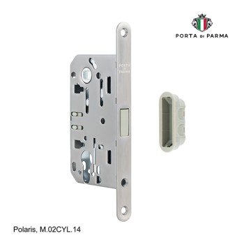 Замок врезной магнитный под цилиндр PORTA DI PARMA Polaris Матовый никель M.02CYL.14