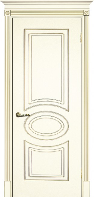 Фото -   Межкомнатная дверь "СМАЛЬТА 03", пг, слоновая кость, патина золото   | фото в интерьере