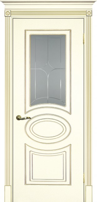 Фото -   Межкомнатная дверь "СМАЛЬТА 03", по, слоновая кость, патина золото   | фото в интерьере