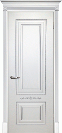 Фото -   Межкомнатная дверь "СМАЛЬТА 04", пг, белая, патина серебро   | фото в интерьере