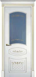 Фото -   Межкомнатная дверь "СМАЛЬТА 05", по, белая, патина золото   | фото в интерьере