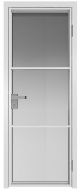 Фото -   Межкомнатная дверь AG-13, белая матовая, стекло закаленное 6 мм   | фото в интерьере