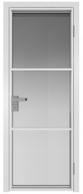 Фото -   Межкомнатная дверь AG-13, белая матовая, стекло закаленное 6 мм   | фото в интерьере