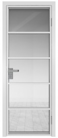 Фото -   Межкомнатная дверь AG-14, белая матовая, стекло закаленное 6 мм   | фото в интерьере