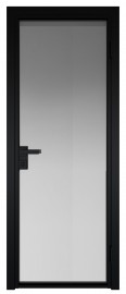 Фото -   Межкомнатная дверь AG-1, черная матовая, стекло закаленное 6 мм   | фото в интерьере