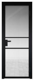 Фото -   Межкомнатная дверь AG-2, черная матовая, стекло закаленное 6 мм    | фото в интерьере