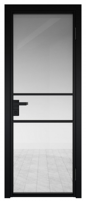 Фото -   Межкомнатная дверь AG-2, черная матовая, стекло закаленное 6 мм    | фото в интерьере