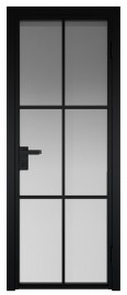 Фото -   Межкомнатная дверь AG-3, черная матовая, стекло закаленное 6 мм   | фото в интерьере