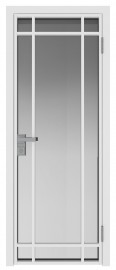 Фото -   Межкомнатная дверь AG-5, белая матовая, стекло закаленное 6 мм   | фото в интерьере