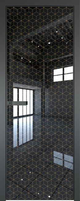 Фото -   Межкомнатная дверь AGN-1, профиль Серая ночь с наличником стекло закаленное 4 мм   | фото в интерьере