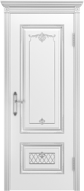 Фото -   Межкомнатная дверь "Аккорд В3", пг, белый с патиной серебро   | фото в интерьере