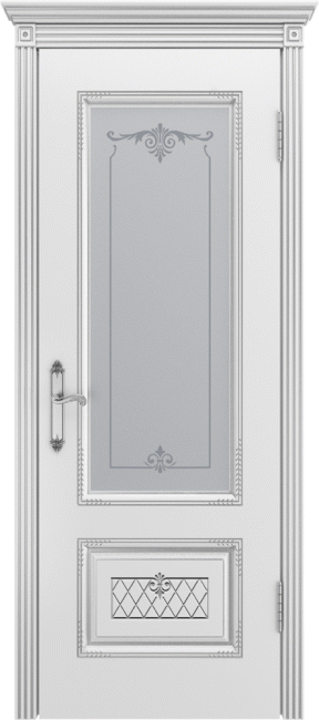 Фото -   Межкомнатная дверь "Аккорд В3", по, белый с патиной серебро   | фото в интерьере