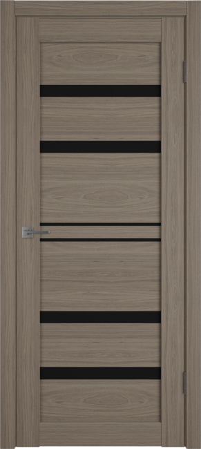 Фото -   Межкомнатная дверь "Атум PRO Х26", по, Brun Oak, черное стекло   | фото в интерьере