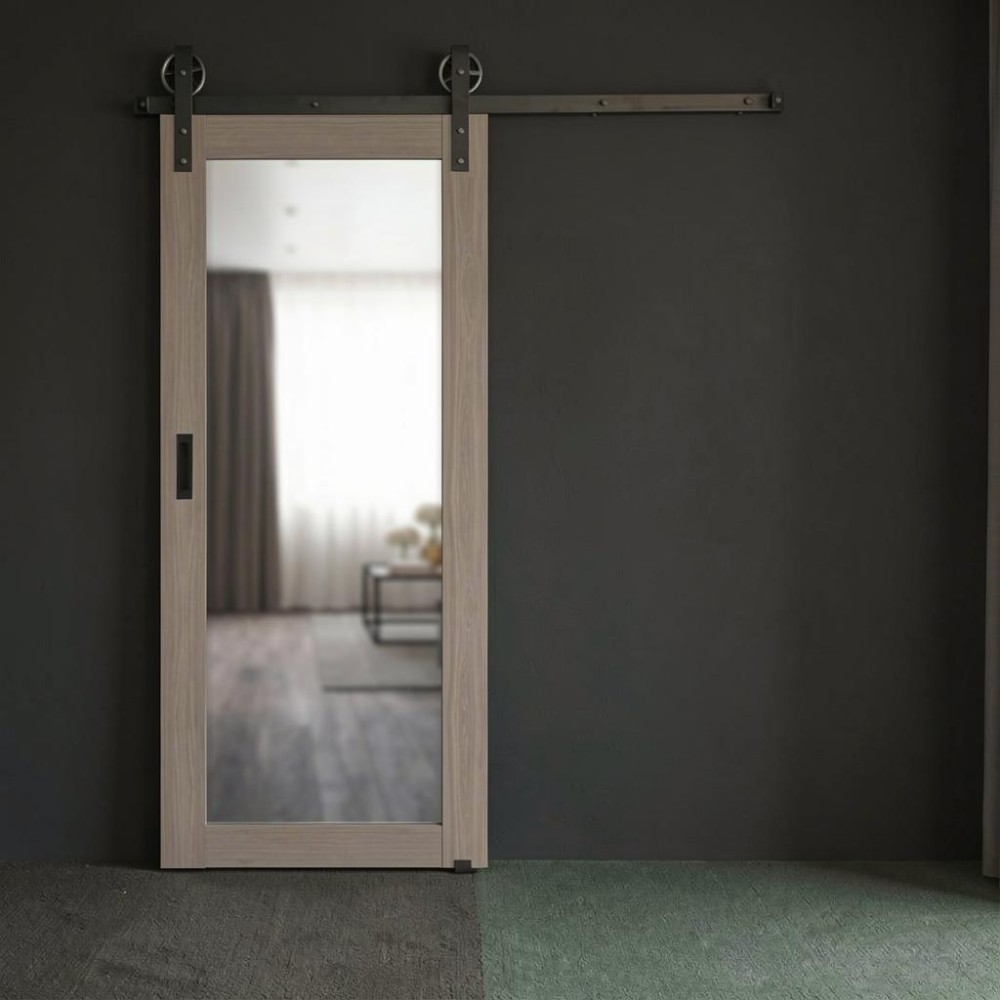 Раздвижная дверь Лофт "Атум PRO Х32", зеркало, Brun Oak