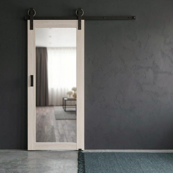 Раздвижная дверь Лофт "Атум PRO Х32", зеркало, Scansom Oak