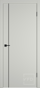 Межкомнатная дверь "Бэйсик 1ВР" (BASIC 1V), пг, Эмалекс молочный (midwhite), кромка ABS черная (ЗПЗм1)