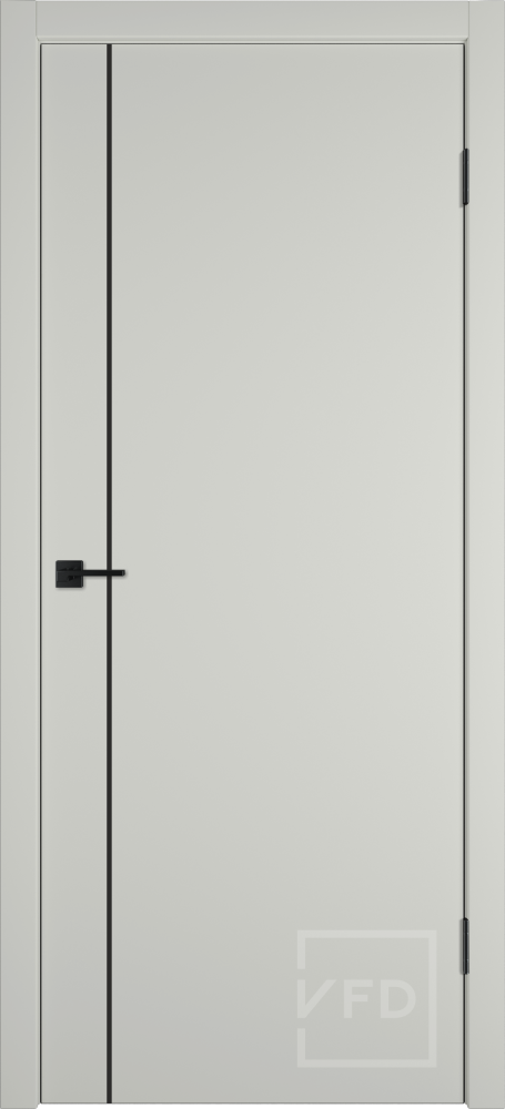 Межкомнатная дверь "Бэйсик 1ВР" (BASIC 1V), пг, Эмалекс молочный (midwhite), кромка ABS черная (ЗПЗм1)