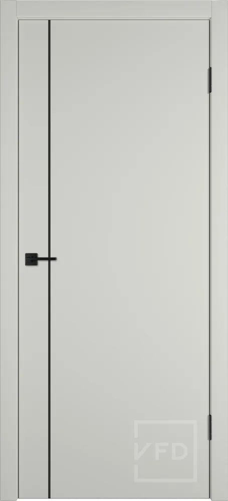 Межкомнатная дверь "Бэйсик 1ВР" (BASIC 1V), пг, Эмалекс молочный (midwhite), кромка ABS черная (ЗПЗм1)