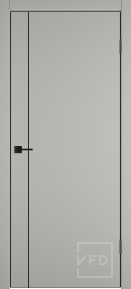 Межкомнатная дверь "Бэйсик 1ВР" (BASIC 1V), пг, Эмалекс бежевый (taupe), кромка ABS черная (ЗПЗм1)