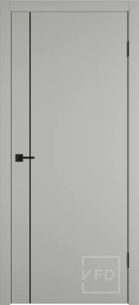 Межкомнатная дверь "Бэйсик 1ВР" (BASIC 1V), пг, Эмалекс бежевый (taupe), кромка ABS черная (ЗПЗм1)
