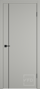 Межкомнатная дверь "Бэйсик 1ВР" (BASIC 1V), пг, Эмалекс бежевый (taupe), кромка ABS черная (ЗПЗм1)