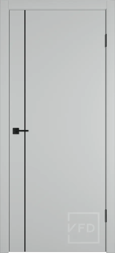 Межкомнатная дверь "Бэйсик 1ВР" (BASIC 1V), пг, Эмалекс серый (steel), кромка ABS черная (ЗПЗм1)