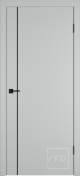 Межкомнатная дверь "Бэйсик 1ВР" (BASIC 1V), пг, Эмалекс серый (steel), кромка ABS черная (ЗПЗм1)