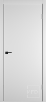 Межкомнатная дверь "Бэйсик" (Basic), пг, Эмалекс белый (ice), кромка ABS черная (ЗПЗм1)