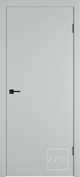 Межкомнатная дверь "Бэйсик" (Basic), пг, Эмалекс серый (steel), кромка ABS черная (ЗПЗм1)