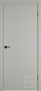 Межкомнатная дверь "Бэйсик" (Basic), пг, Эмалекс бежевый (taupe), кромка ABS черная (ЗПЗм1)