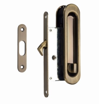 Ручка с фиксатором для раздвижной двери, бронза