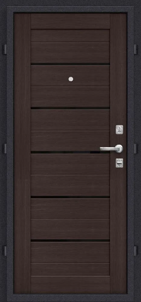 Стальная дверь "Техно" BChrome Букле черное/Wenge Melinga
