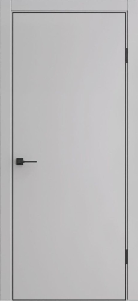 Межкомнатная дверь "Борно-50", пг, Silver Gray, AL-кромка, черная + магнитный замок