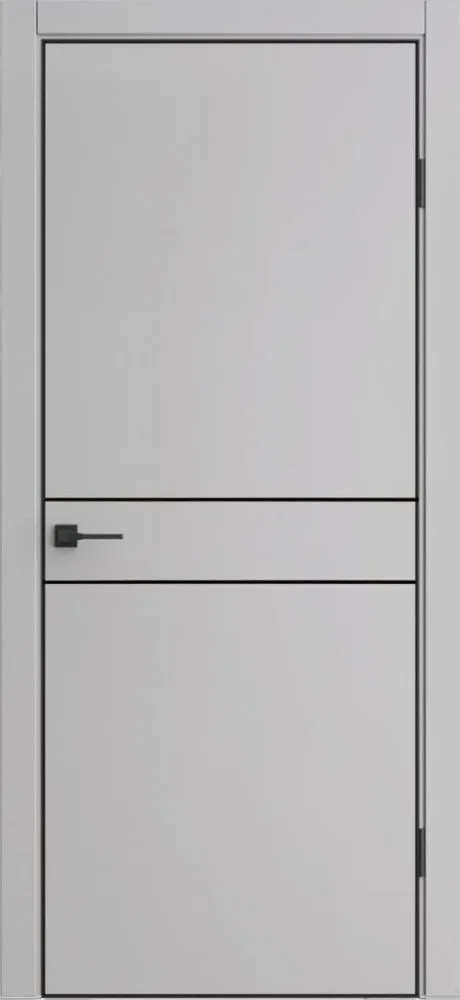 Межкомнатная дверь "Борно-52", пг, Silver Gray, AL-кромка, черная + магнитный замок