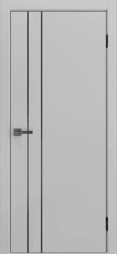Межкомнатная дверь "Борно-58", пг, Silver Gray, AL-кромка, черная + магнитный замок